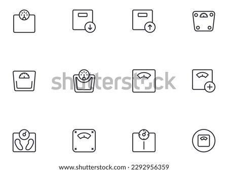 Scale concept. Collection of modern high quality weight line icons. Editable stroke. Premium linear symbol for web sites, flyers, banners, online shops and companies. 