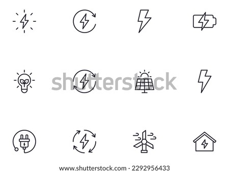 Energy concept. Collection of modern high quality РРР line icons. Editable stroke. Premium linear symbol for web sites, flyers, banners, online shops and companies. 