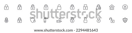 Collection of modern lock outline icons. Set of modern illustrations for mobile apps, web sites, flyers, banners etc isolated on white background. Premium quality signs.  