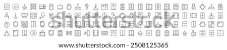 Window, Lamp, Mirror, Dresser, Chandelier Pack of Thin Icons. Editable Stroke. Suitable for Web Sites, Books, Cards, Apps