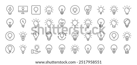 Lightbulbs, Lamps Collection of Thin Icons. Editable Stroke. Suitable for Web Sites, Books, Cards, Apps