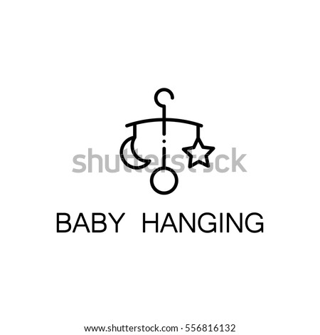 Baby hanging flat icon. Single high quality outline symbol of baby stuff for web design or mobile app. Thin line signs of hanging for design logo, visit card, etc. Outline pictogram of baby hanging