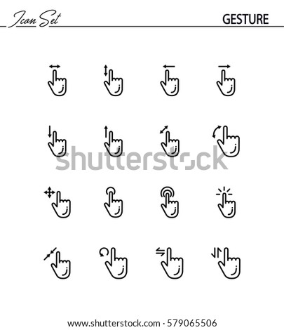 Touch screen gestures icon set. Collection of high quality outline symbols for web design, mobile app. Navigation vector thin line icons or logo.