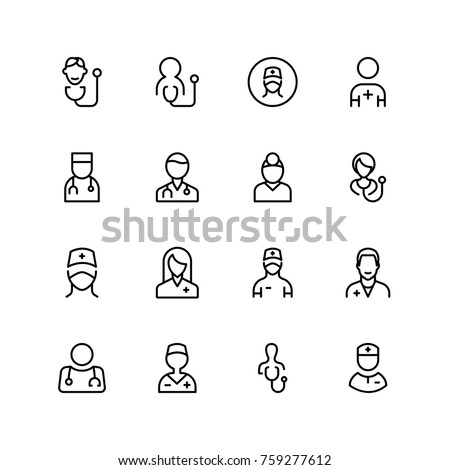 Doctor icon set. Collection of high quality black outline logo for web site design and mobile apps. Vector illustration on a white background.