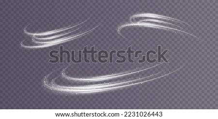 Set of abstract light lines of movement and speed. White. Bright galaxy. Glowing podium. Space tunnel. Light everyday glowing effect. semicircular wave, light vortex wake. bright spiral
