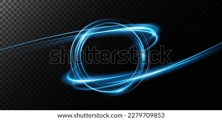 Portal and frame, abstract light lines of movement and speed. Blue color, light ellipse. Brilliant galaxy. Glowing podium. Space tunnel. Light everyday glowing effect. semicircular wave, light vortex 
