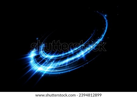 Abstract light lines of speed movement, blue colors. Light everyday glowing effect. semicircular wave, light trail curve swirl, optical fiber incandescent png. EPS10	