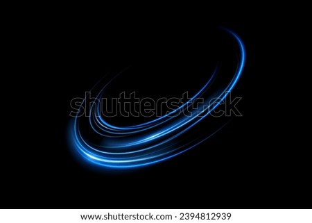 Abstract light lines of speed movement, blue colors. Light everyday glowing effect. semicircular wave, light trail curve swirl, optical fiber incandescent png. EPS10	