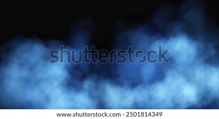 Fog or smoke, blue smog clouds on floor, isolated transparent special effect. Vector illustration, morning fog over land or water surface, magic haze.	