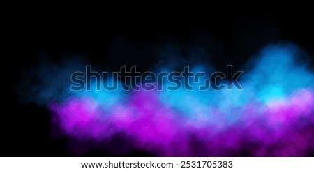 Fog or smoke, blue purple smog clouds on floor, isolated transparent special effect. Vector illustration, morning fog over land or water surface, magic haze.

