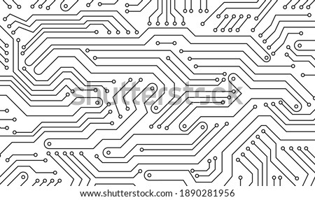 Electronics board. Circuit board electronic hi tech pattern. Vector abstract computer chip. Black monochrome background
