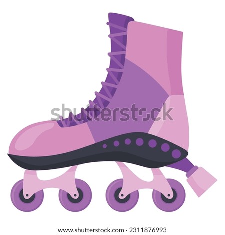 Rollerskates. Cartoon roller skates, retro footwear on wheels, kid sport shoes. Inline skates vector icon. Summer sport equipment