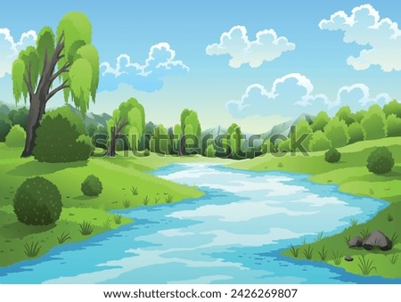 Similar – Image, Stock Photo Field with trees and buildings