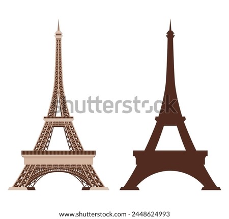 Eiffel Tower vector icons. World famous France tourist attraction symbols. International architectural monuments isolated on white background. Vector illustration