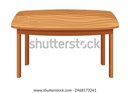 Table furniture of wood, interior wooden desk. Empty wooden table isolated illustration on white background. Vector illustration of platform or stand