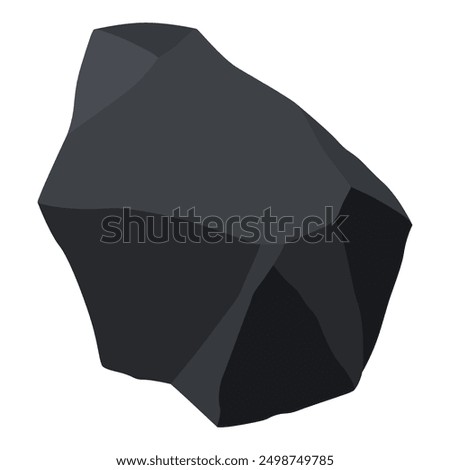 Coal black mineral resources. Pieces of fossil stone. Polygonal shape. Black rock stone of graphite or charcoal. Energy resource charcoal icon