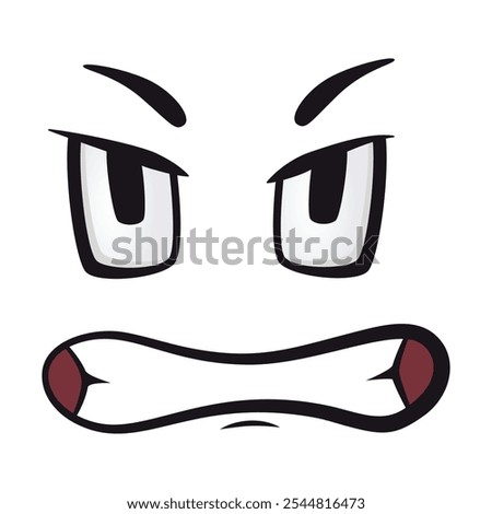 Cartoon faces. Funny face expressions, caricature emotions. Cute character with expressive eyes and mouth, vector smiley emoticon happy tongue emoticon