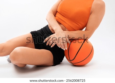 Similar – Image, Stock Photo Slim sportswoman with basketball on stairs