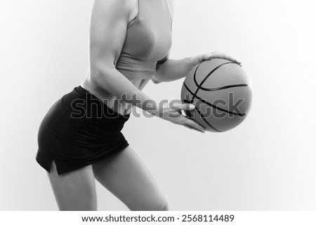 Similar – Image, Stock Photo Slim sportswoman with basketball on stairs