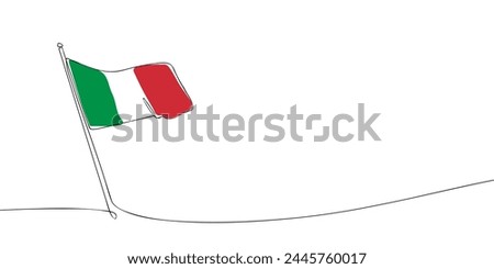 A single line drawing of a Italian flag. Continuous line Italy icon. One line icon. Vector illustration