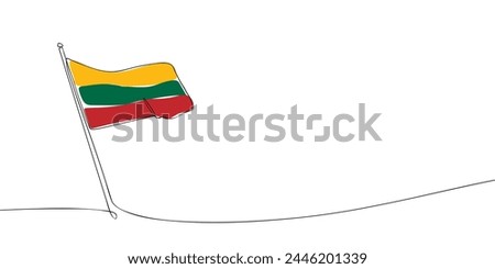 A single line drawing of a Lithuanian flag. Continuous line Lithuania icon. One line icon. Vector illustration