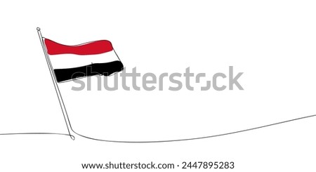 A single line drawing of a Yemeni flag. Continuous line Yemen icon. One line icon. Vector illustration