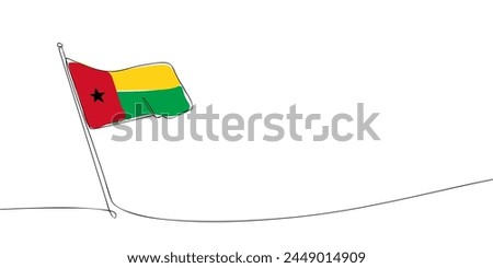 A single line drawing of a Guinea-Bissau flag. Continuous line Republic of Guinea-Bissau icon. One line icon. Vector illustration.