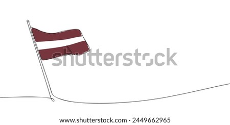 A single line drawing of a Latvia flag. Continuous line Republic of Latvia icon. One line icon. Vector illustration