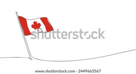 A single line drawing of a Canada flag. Continuous line Canada icon. One line icon. Vector illustration