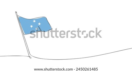 A single line drawing of a Micronesia flag. Continuous line Federated States of Micronesia icon. One line icon. Vector illustration.