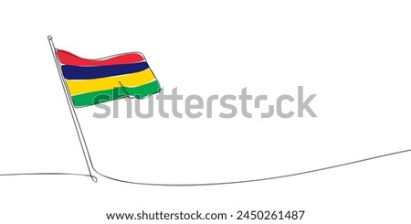 A single line drawing of a Mauritius flag. Continuous line Republic of Mauritius icon. One line icon. Vector illustration