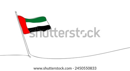 A single line drawing of a UAE flag. Continuous line The United Arab Emirates icon. One line icon. Vector illustration.