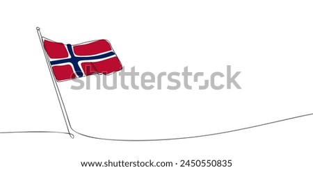 A single line drawing of a Norway flag. Continuous line Kingdom of Norway icon. One line icon. Vector illustration