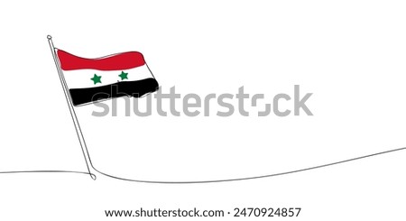 A single line drawing of a Syria flag. Continuous line Syrian Arab Republic icon. One line icon. Vector illustration