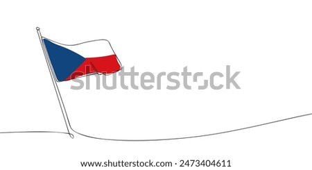 A single line drawing of a Czech flag. Continuous line Czech Republic icon. One line icon. Vector illustration