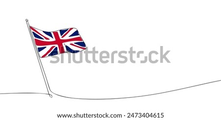 A single line drawing of a Great Britain flag. Continuous line The United Kingdom of Great Britain and Northern Ireland icon. One line icon. Vector illustration