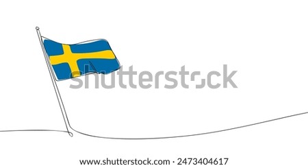 A single line drawing of a Sweden flag. Continuous line Kingdom of Sweden icon. One line icon. Vector illustration