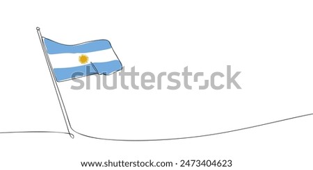 A single line drawing of a Argentina flag. Continuous line Argentine Republic icon. One line icon. Vector illustration