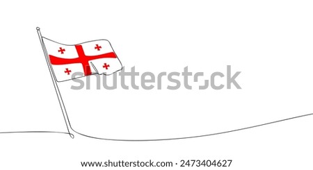 A single line drawing of a Georgia flag. Continuous line Georgia icon. One line icon. Vector illustration