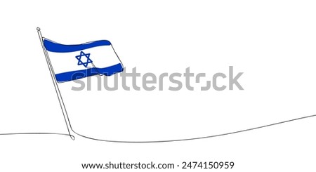 A single line drawing of a Israel flag. Continuous line State of Israel icon. One line icon. Vector illustration