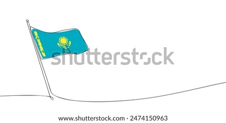 A single line drawing of a Kazakhstan flag. Continuous line Republic of Kazakhstan icon. One line icon. Vector illustration