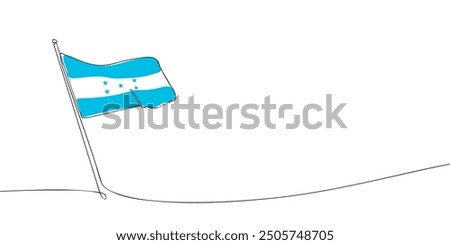 A single line drawing of a Honduras flag. Continuous line the Republic of Honduras icon. One line icon. Vector illustration.