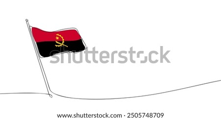 A single line drawing of a Angola flag. Continuous line the Republic of Angola icon. One line icon. Vector illustration.