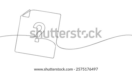 A single line drawing of a unknown file. Continuous line question mark file icon. One line icon unknown file format. Vector illustration.