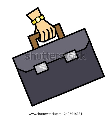 The hand holding the suitcase, to start and return to work