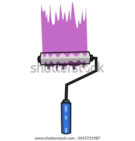 Paint roller with dripping paint. Vector illustration on white background.