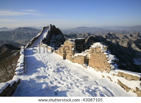 The Great Wall in witer with snow covered.