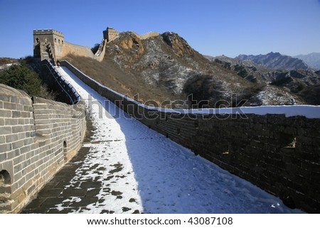 The Great Wall in witer with snow covered.
