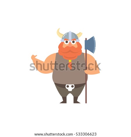 Cute Fat Viking Mascot Character Set Stock Vector Illustration ...