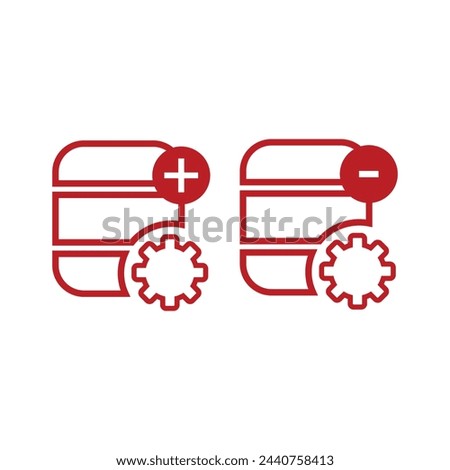 Database and gear icon. Database and gear vector icon. Abstract illustration of simple icon in flat style. Graphic design template elements with a technology theme